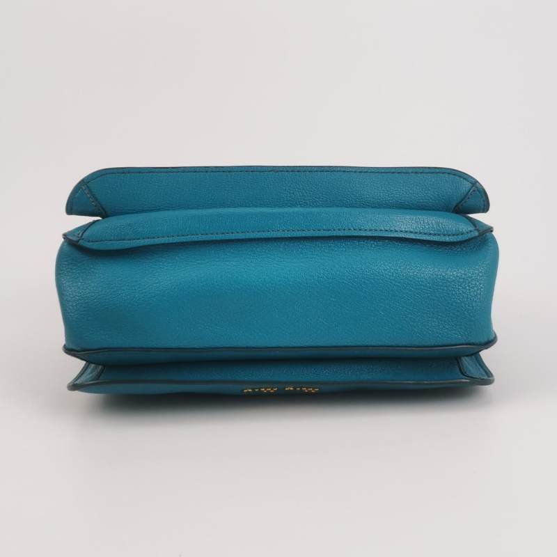 Miu Miu Madras羊皮純色金屬鎖扣斜挎包單肩包-5