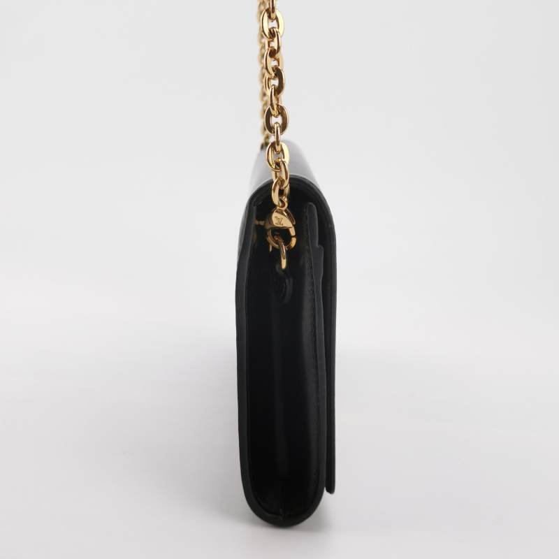 Louis Vuitton(LV)Chain Louise牛皮純色翻蓋LV標誌斜挎包單肩包-3