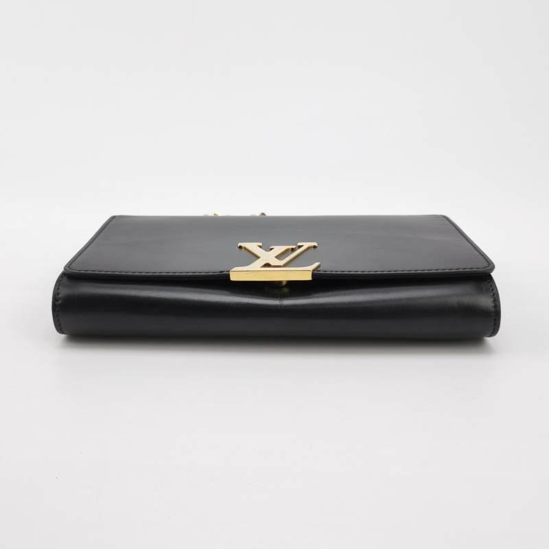 Louis Vuitton(LV)Chain Louise牛皮純色翻蓋LV標誌斜挎包單肩包-5