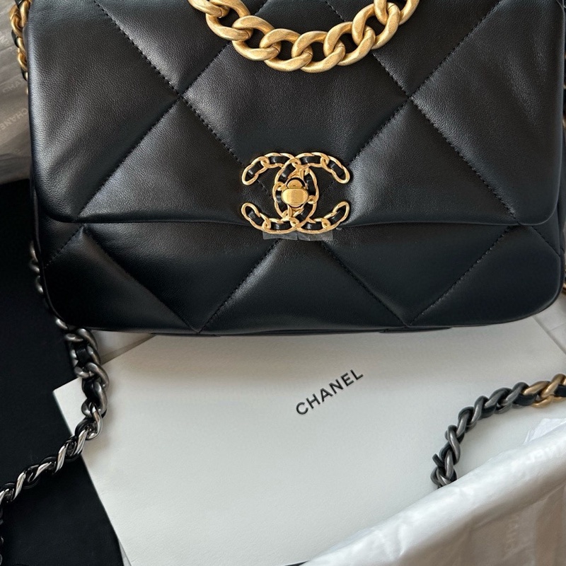 【配件：防塵袋 💕 】Chanel 24B 19bag 小號 黑金 黑色 金扣 羊皮 手提 單肩 斜挎-3