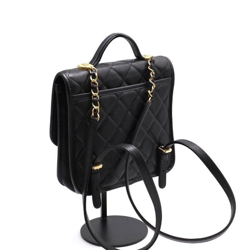 CHANEL 25B四葉草雙肩小書包 - 黑金-1