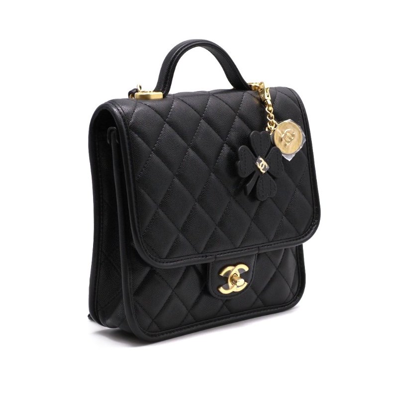 CHANEL 25B四葉草雙肩小書包 - 黑金-7