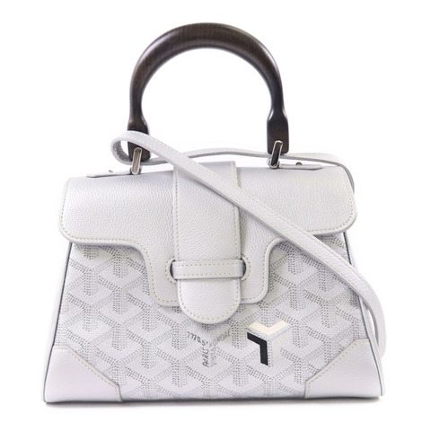 GOYARD 牛皮皮革/木材Saigon Mini銀扣手挽肩背兩用袋