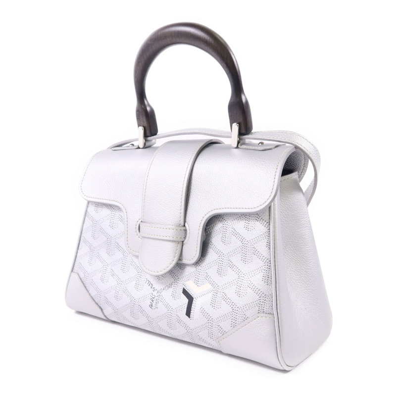 GOYARD 牛皮皮革/木材Saigon Mini銀扣手挽肩背兩用袋-2