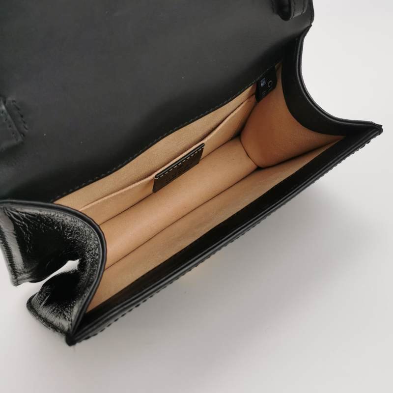 Gucci Sylvie塞爾維亞迷你帆布絨布油蠟皮拼色金屬扣織帶斜挎包-6