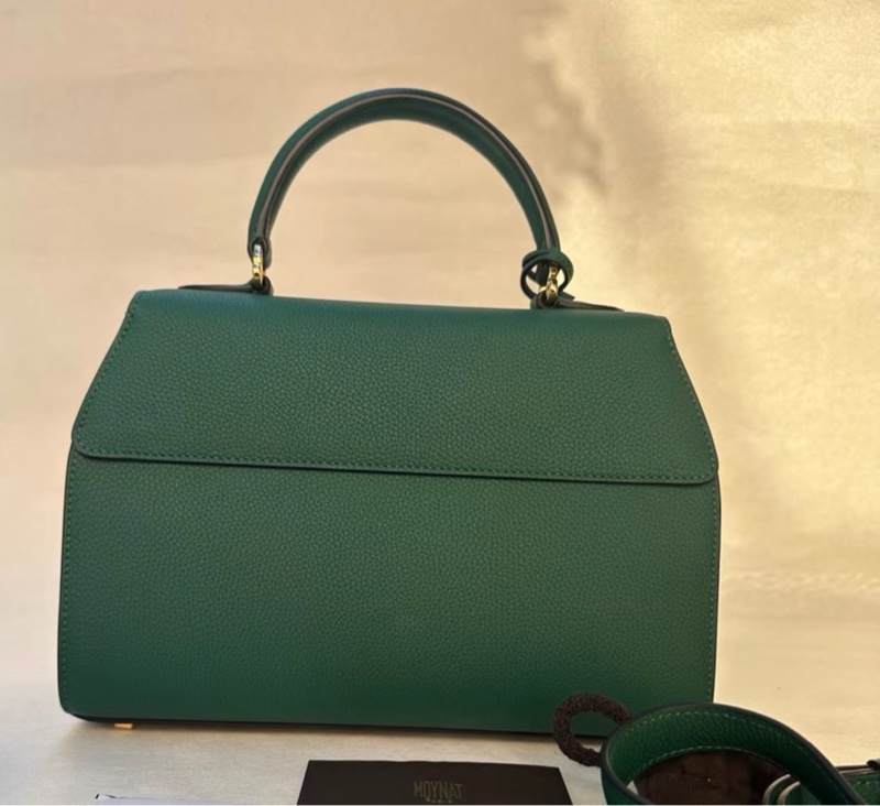 Moynat rejane PM號 斜挎包 竹子綠 荔枝皮金扣,配件塵袋肩帶齊全 閒置新 尺寸:25*17-1