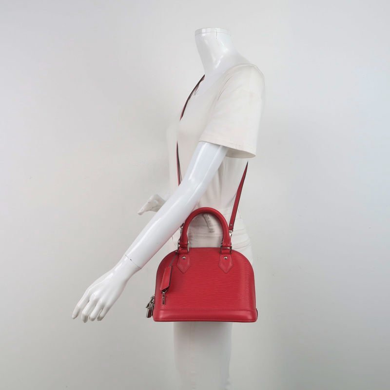 Louis Vuitton(LV)AlmaBB牛皮純色水波紋拉鏈貝殼包斜挎包-1