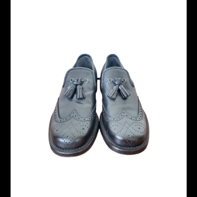 【二手良品】 Miu Miu 女款黑色皮革樂福鞋 EU37.5碼-1