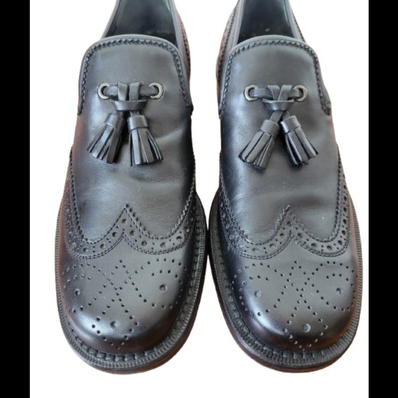 【二手良品】 Miu Miu 女款黑色皮革樂福鞋 EU37.5碼-3