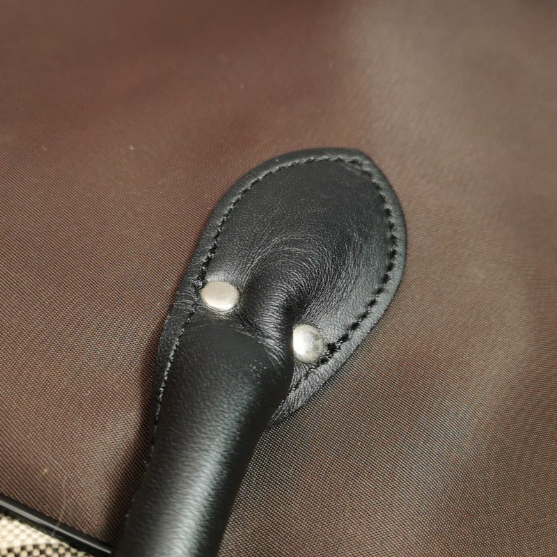 Burberry Blue Label牛皮帆布尼龍布拼色格紋字母logo中古單肩包-11