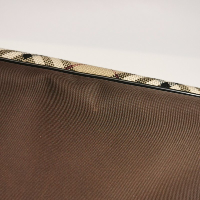 Burberry Blue Label牛皮帆布尼龍布拼色格紋字母logo中古單肩包-16