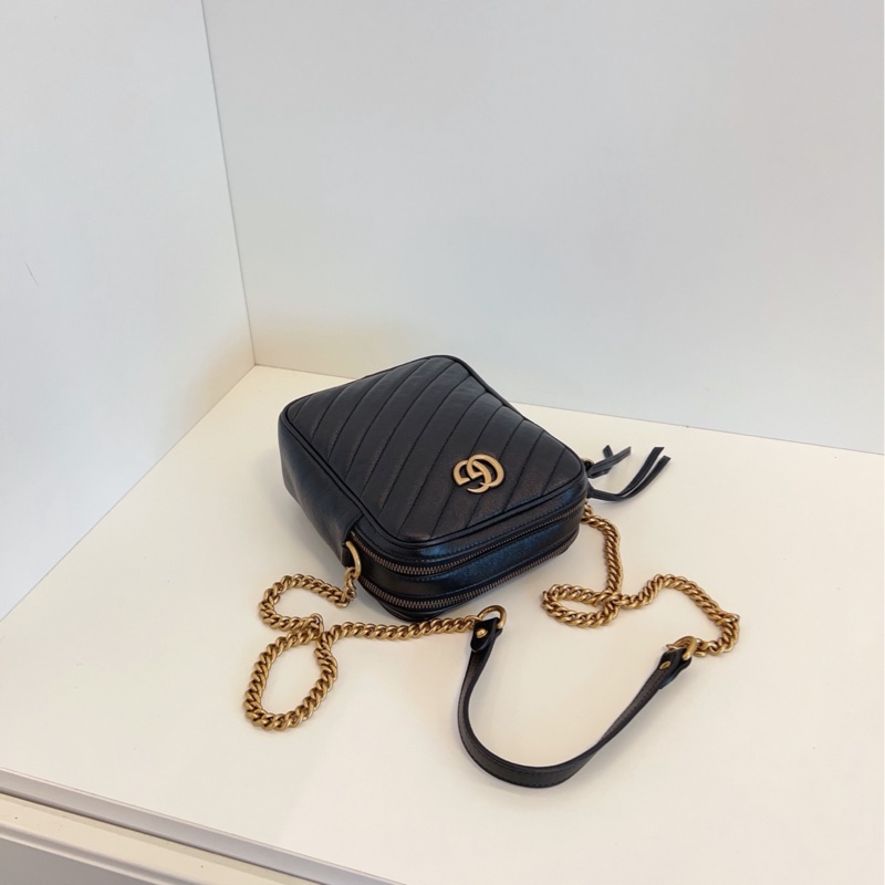 【99新🆕】Gucci  黑金GG相機包 單肩斜挎包-4