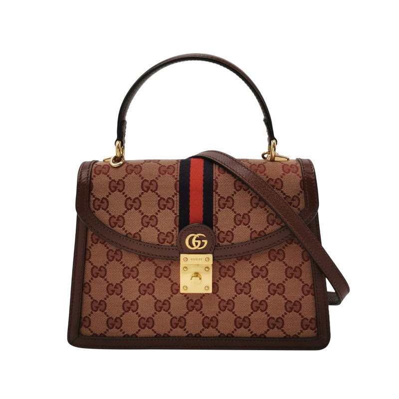 Gucci Ophidia小號牛皮帆布GG老花條紋雙G斜挎包單肩包-0