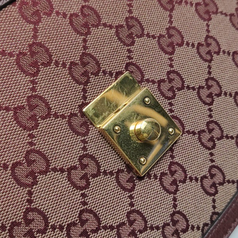 Gucci Ophidia小號牛皮帆布GG老花條紋雙G斜挎包單肩包-12