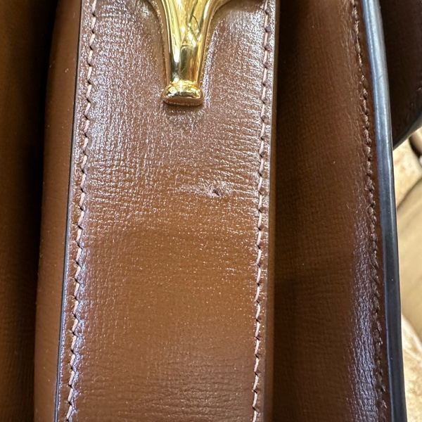 Gucci PVC咖牛皮金釦1955馬銜下蓋肩斜背包-10