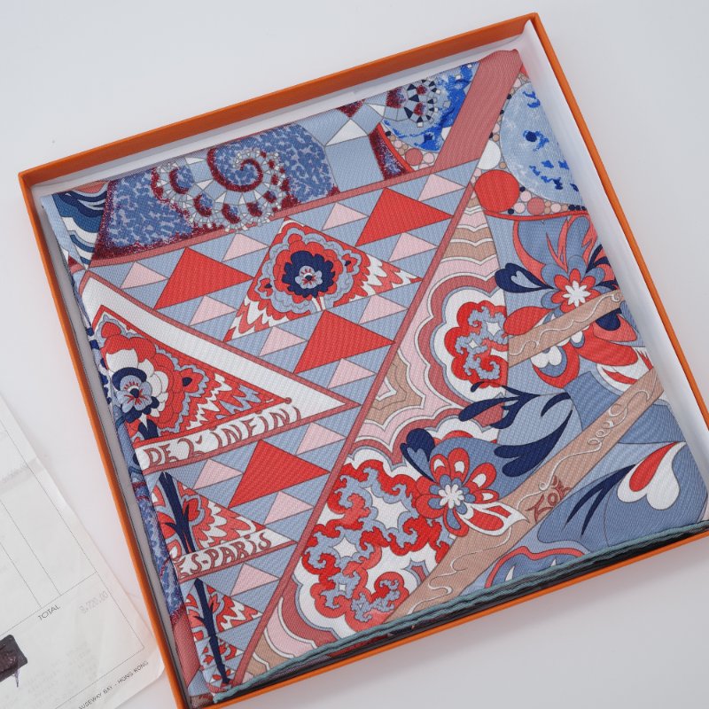 （收藏品❤️ 絕美藝術）Hermès 愛馬仕 癡迷無限 L'Ivresse de l'Infini 絲質  90cm 絲巾 大方巾-5