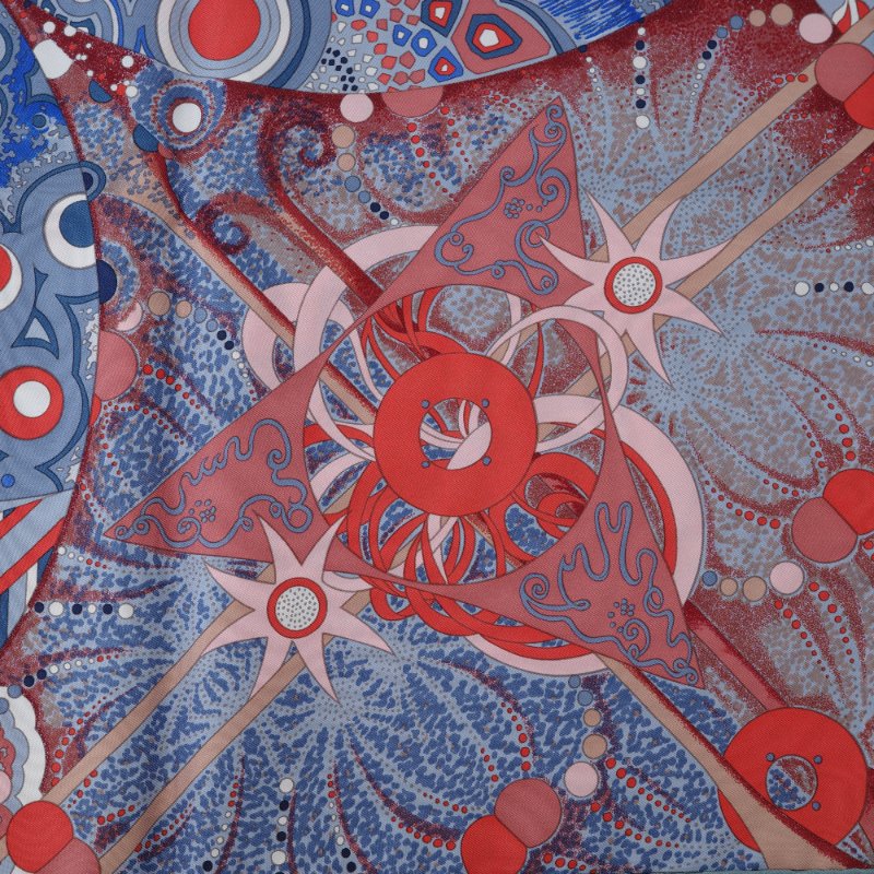 （收藏品❤️ 絕美藝術）Hermès 愛馬仕 癡迷無限 L'Ivresse de l'Infini 絲質  90cm 絲巾 大方巾-6