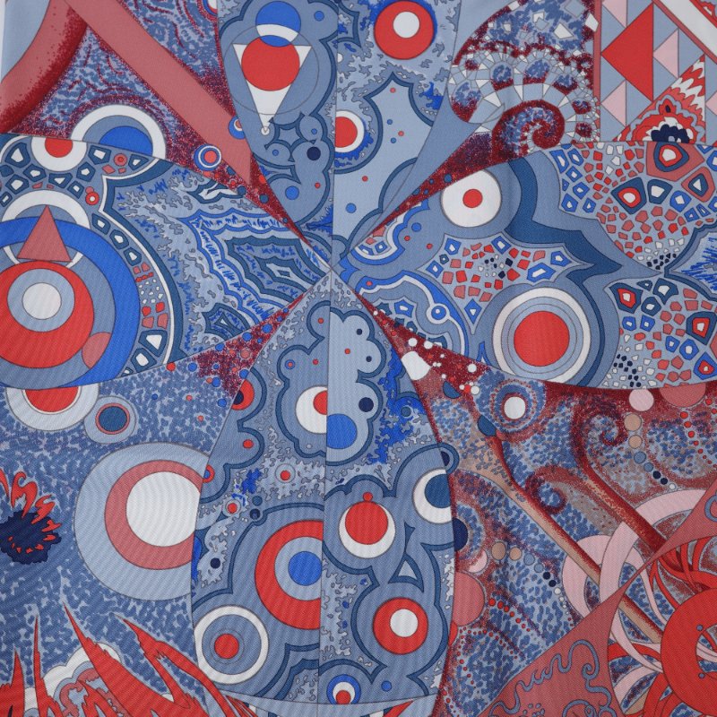 （收藏品❤️ 絕美藝術）Hermès 愛馬仕 癡迷無限 L'Ivresse de l'Infini 絲質  90cm 絲巾 大方巾-7