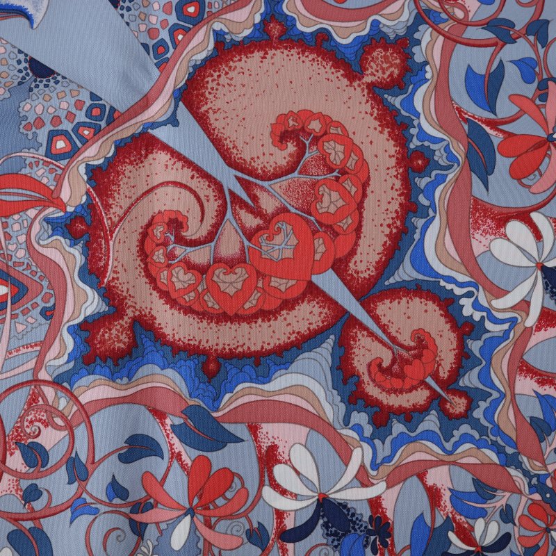 （收藏品❤️ 絕美藝術）Hermès 愛馬仕 癡迷無限 L'Ivresse de l'Infini 絲質  90cm 絲巾 大方巾-9