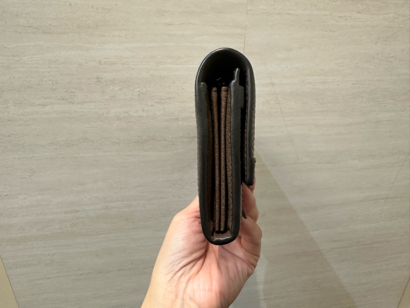 Gucci PVC咖牛皮金釦Ophidia下蓋12卡長夾-2