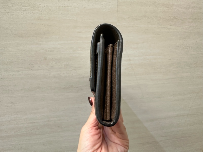 Gucci PVC咖牛皮金釦Ophidia下蓋12卡長夾-3