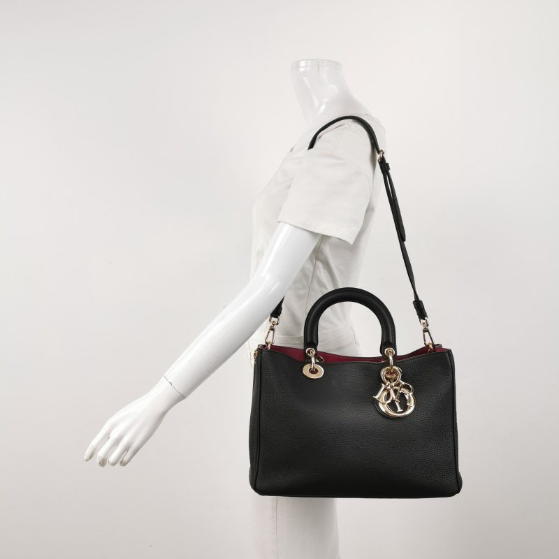 Dior Diorissimo中號牛皮純色Dior字母吊飾子母包單肩包-1