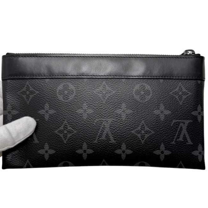 路易威登 Discovery PM 手拿包 (ec-24726)，黑色，Monogram Eclipse 帆布和皮革 (M44323) (SP0139)。這款橫向手拿包配有黑色 D 形環，可收納存摺和卡片。-10