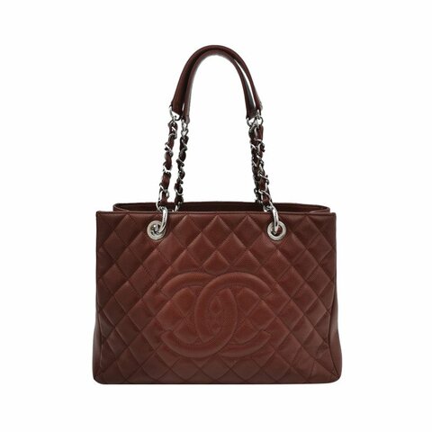 Chanel GST系列中號牛皮菱格絎縫雙C壓紋單肩包