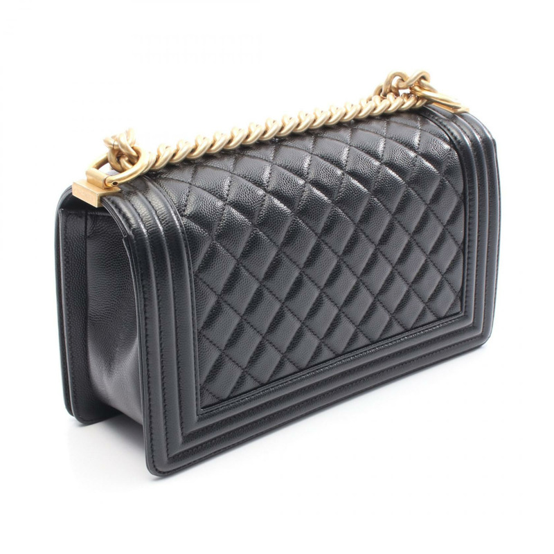 香奈兒 Boy Chanel 鏈單背包 A67086 小牛皮黑金色五金二手女款-1