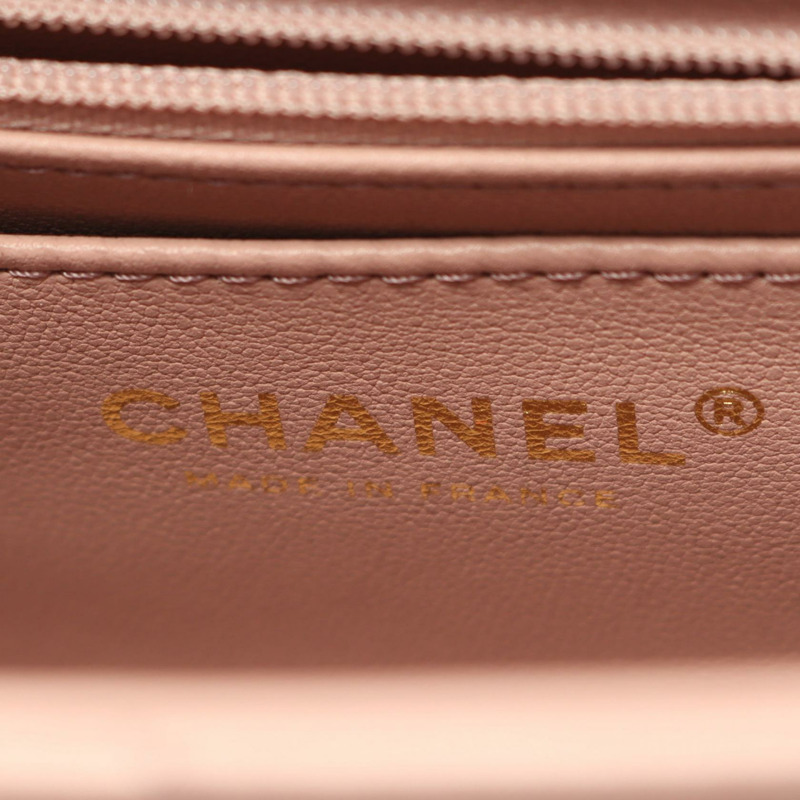 香奈兒 (CHANEL) 絎縫手把斜背鏈條包 AS4470 粉紅色皮革 金色五金-3