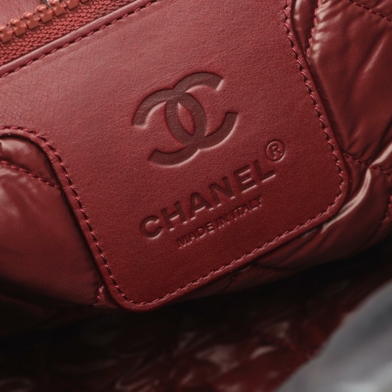 香奈兒 Coco Cocoon 小號托特包 尼龍 黑色 波爾多紅 二手 女士 CC-3