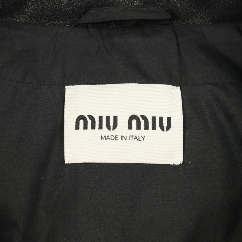 Miu Miu 羽絨外套 #40 皮革聚酯黑色二手女款-2