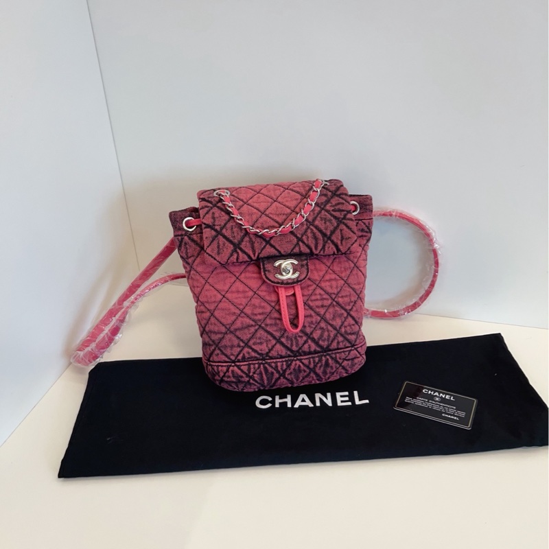 【99新🆕】Chanel 水洗牛仔漸變暈染 薩爾茨堡mini雙肩包 復刻新款29開不是中古噢 呼聲最高最稀缺的粉·黑洗水丹寧-0