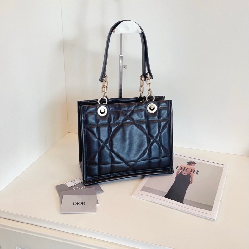 【98新🆕】Dior Essential黑金全皮tote 王炸新款托特包 小號 單肩包手提包-2