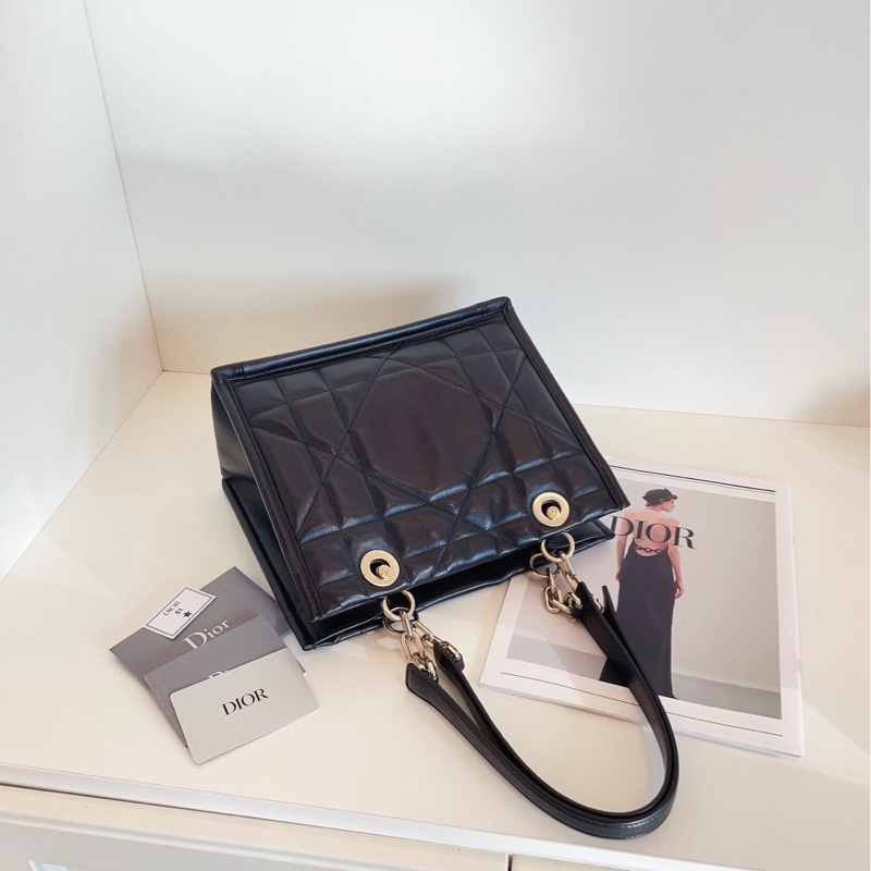 【98新🆕】Dior Essential黑金全皮tote 王炸新款托特包 小號 單肩包手提包-3