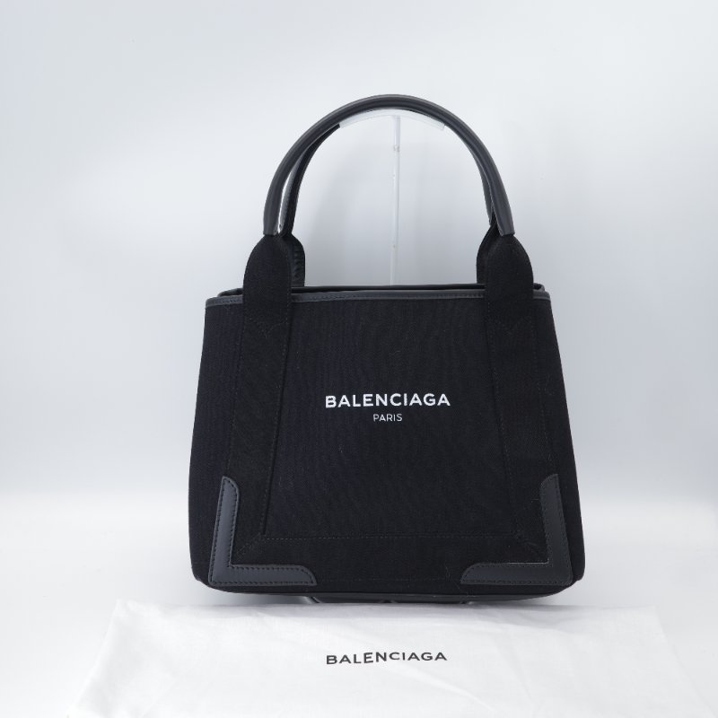 Balenciaga 巴黎世家 Cabas S 黑色 帆布 拼皮 托特包 手提包-2