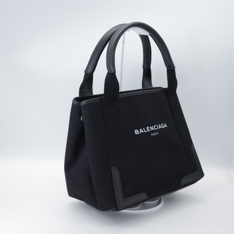 Balenciaga 巴黎世家 Cabas S 黑色 帆布 拼皮 托特包 手提包-5