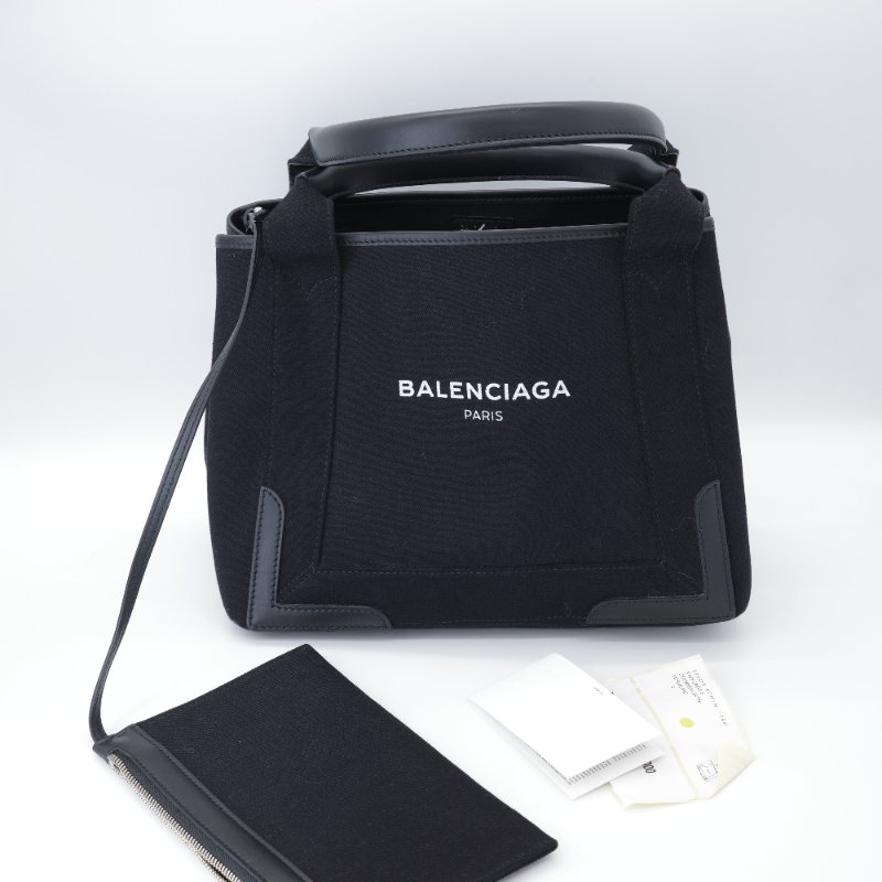 Balenciaga 巴黎世家 Cabas S 黑色 帆布 拼皮 托特包 手提包-9
