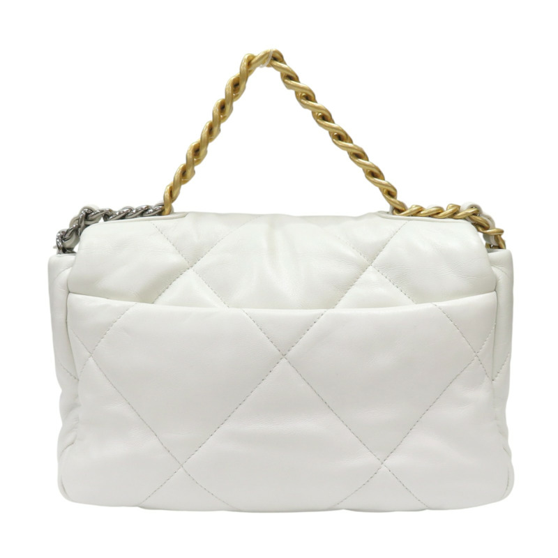 白色 羊皮 CHANEL 19口蓋包 兩用包【CHANEL 香奈兒】 AS1160-1