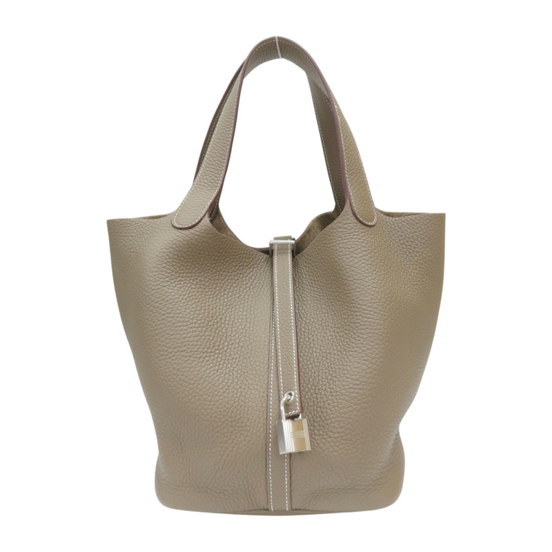 棕色 牛皮 Picotin Lock 22 手提包 Z刻/18/PHW【HERMES 愛馬仕】-0