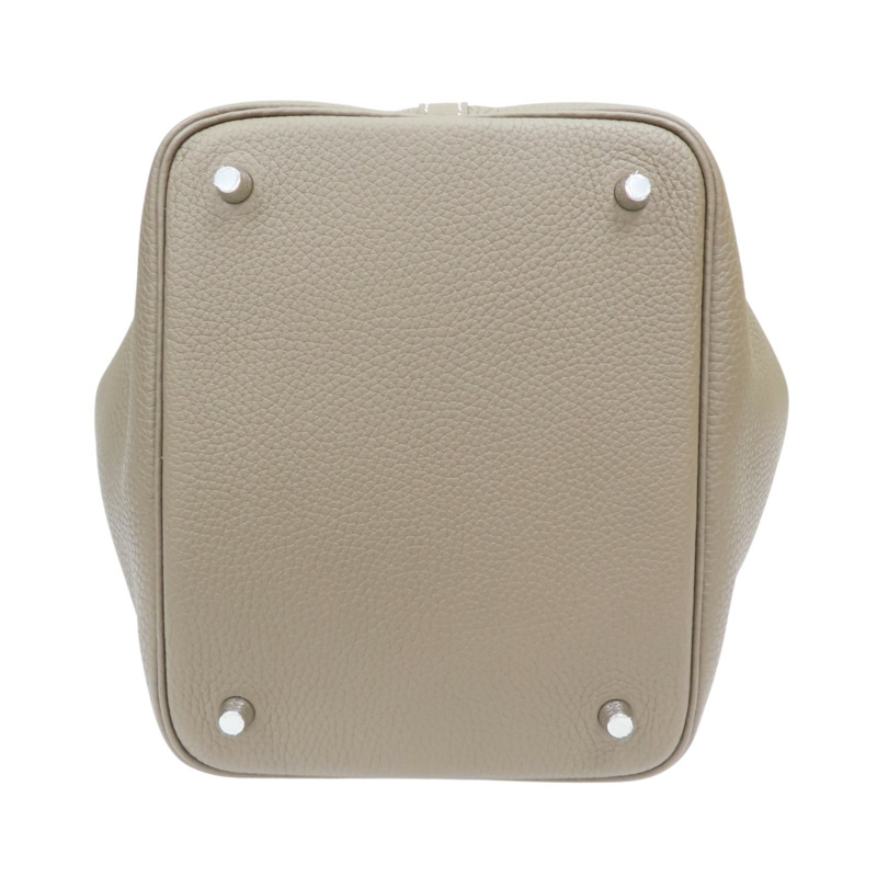 棕色 牛皮 Picotin Lock 22 手提包 Z刻/18/PHW【HERMES 愛馬仕】-4