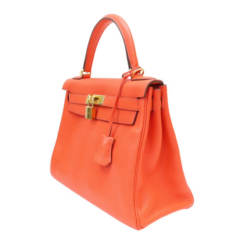 橘色 牛皮 Kelly28 兩用包【HERMES 愛馬仕】-2