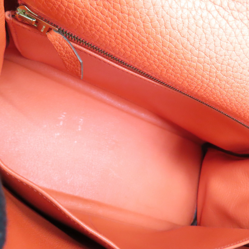 橘色 牛皮 Kelly28 兩用包【HERMES 愛馬仕】-4