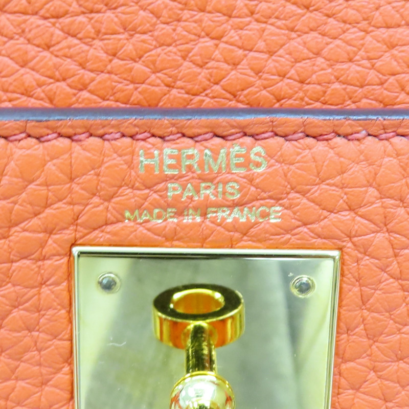 橘色 牛皮 Kelly28 兩用包【HERMES 愛馬仕】-6