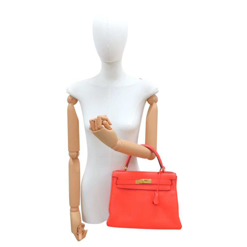 橘色 牛皮 Kelly28 兩用包【HERMES 愛馬仕】-9