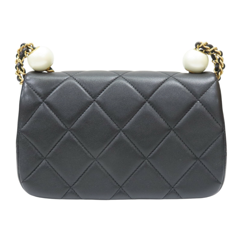黑色 羊皮 pearl mini flap bag 肩背包【CHANEL 香奈兒】 AS4861-1