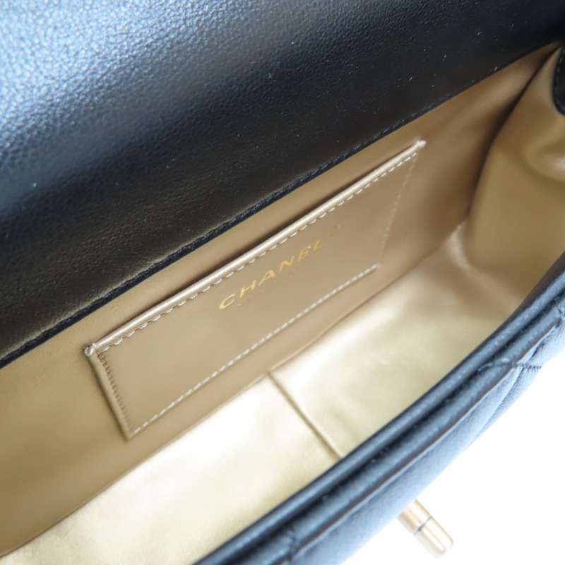 黑色 羊皮 pearl mini flap bag 肩背包【CHANEL 香奈兒】 AS4861-4