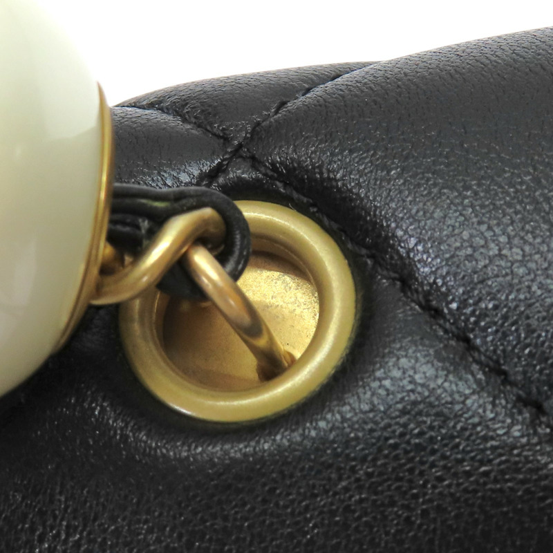 黑色 羊皮 pearl mini flap bag 肩背包【CHANEL 香奈兒】 AS4861-14