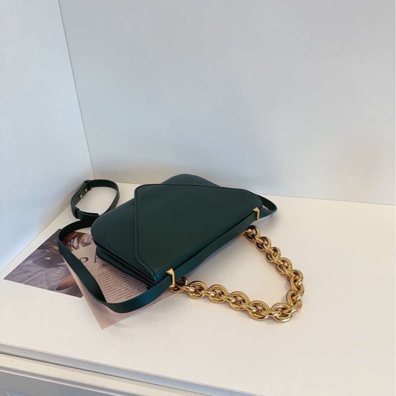 【98新🆕】BV BOTTEGA VENETA  英國綠Mount 倒三角雙面粗金鍊信封郵差包 手提單肩包斜挎包-6