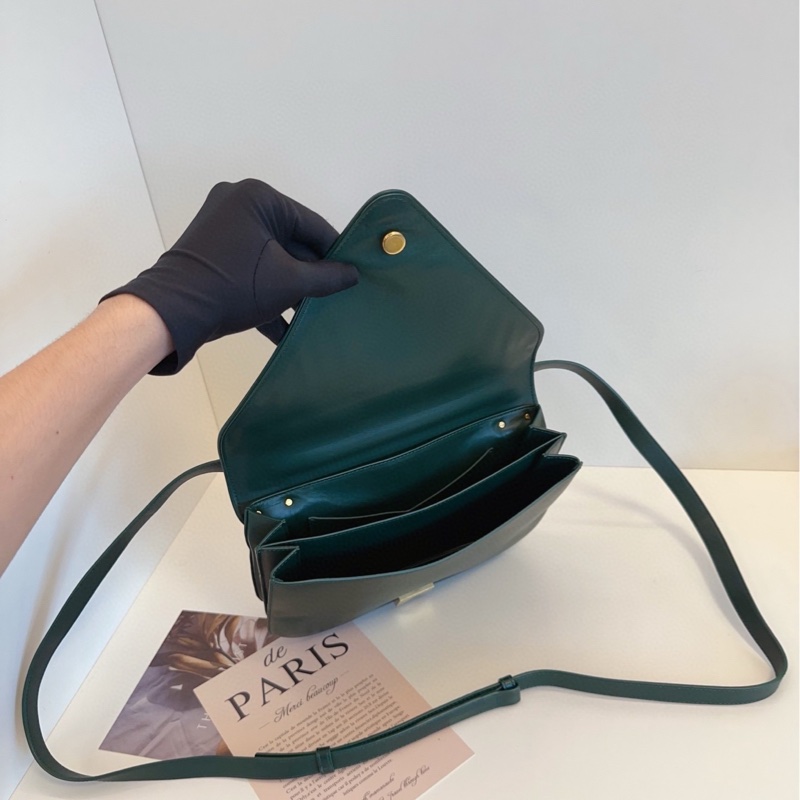 【98新🆕】BV BOTTEGA VENETA  英國綠Mount 倒三角雙面粗金鍊信封郵差包 手提單肩包斜挎包-7